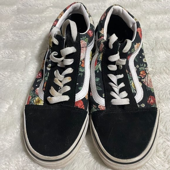 Vans Unisex Black Lace-Up Low Top Garden Floral Old Skool Sneaker Shoes M6/W7.5 - Picture 3 of 8